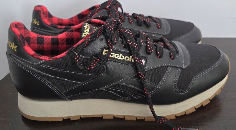 Reebok Classic Leather Utility Mens Size 9.5 Black Buffalo Plaid CN2276 Shoes